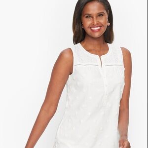 Talbots Cotton Eyelet Puff Dot Cotton Summer Sleeveless Blouse Womens Size M 221